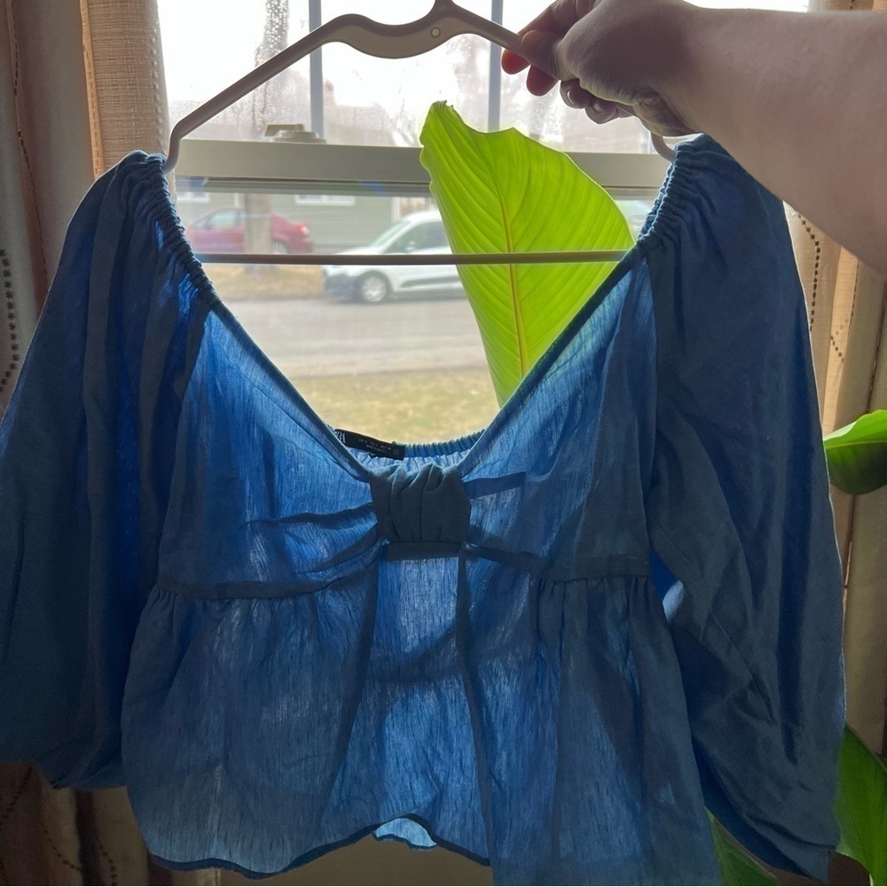 ZARA linen blend knotted top (L) - Picture 4 of 17